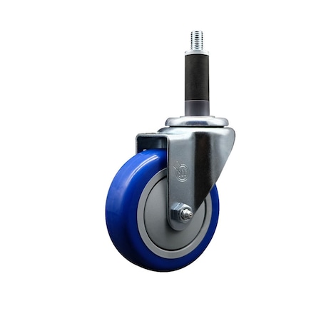 Service Caster 4'' Blue Poly Wheel Swivel 1'' Expanding Stem Caster SCC-EX20S414-PPUB-BLUE-1